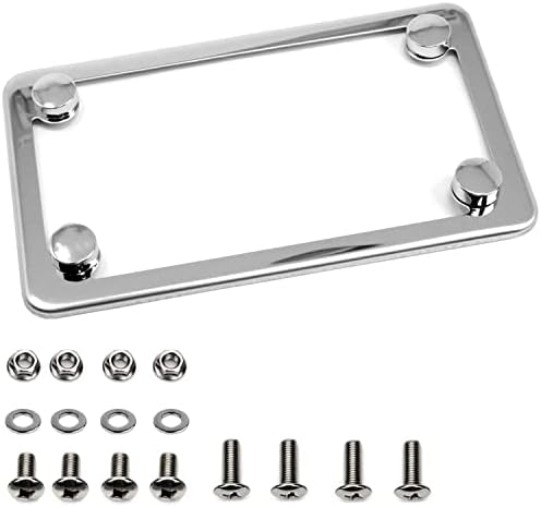 LFPartS Motorcycle Polished Stainless Steel License Plate Frame Slim Style