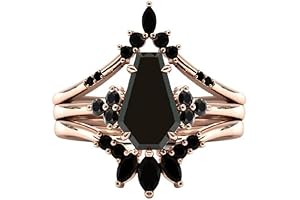 Art Deco Black Diamond Wedding Ring Set