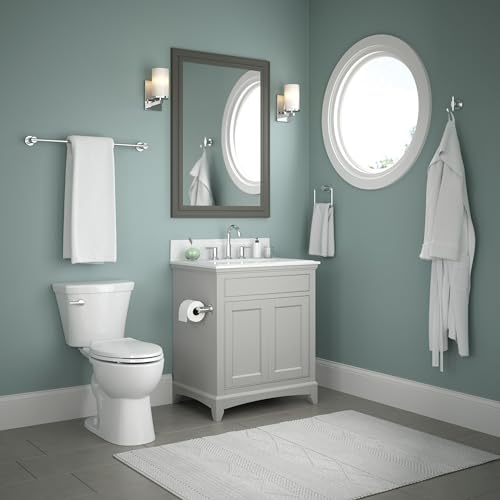 Image of Delta 4-Piece Polished Chrome Bathroom Set Towel Rack, Ring, Toilet Paper Holder, Hook | Nicoli Bath Accessories