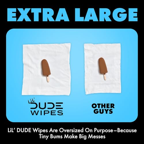 Image of LiL' DUDE Wipes Flushable Potty Training Water Wipes, Unscented, 84 Count | 99% water plastic-free wipes for toddlers and kids. Hypoallergenic, sensitive skin. Septic safe, unlike baby wipes. 2 pack.