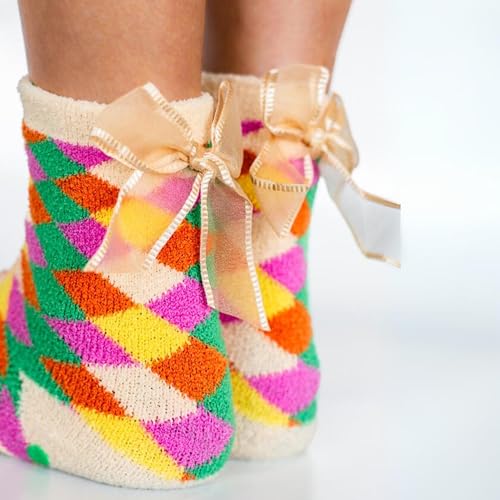 ban.do Non Slip Socks, Fuzzy Socks for Women Size 6-10, Crew Socks with Grippers (Checkered)4