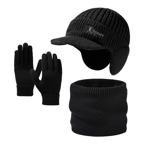 Bufanda gorro y guantes de punto traje de tres piezas cálido para invierno