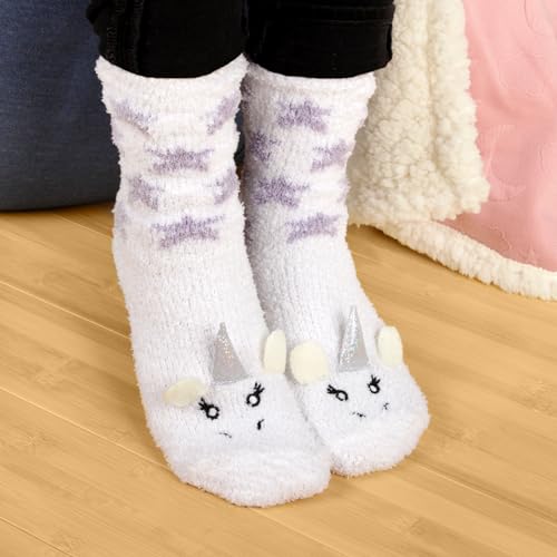 BambooMN Women's Super Soft Warm Microfiber Fuzzy Cozy Unicorn Series Crew Socks3