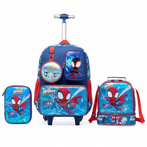 Kit Mochila Lancheira Estojo Rodinha Spider Man Disney