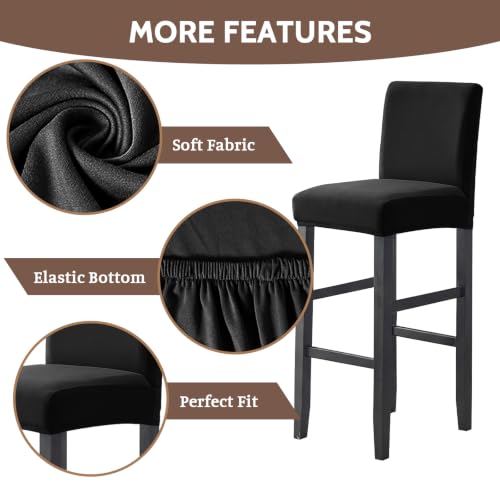 Image of FUANGUI Bar Stool Covers Set of 2, Waterproof Stretch Bar Stool Seat Covers | Washable Removable Bar Chair Covers with Backs Slipcovers, Bar Chair Covers Square for Kitchen Dining Room Cafe