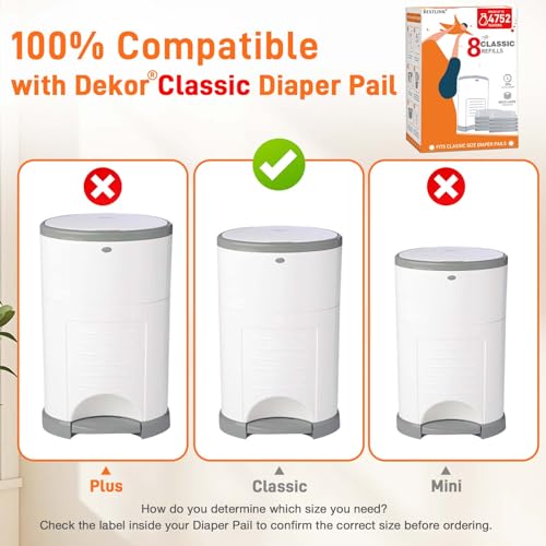 image for BestLink 8 Pack Refills Compatible with DEKOR CLASSIC Diaper Pails | 2