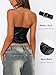 OZICERD Faux Leather Halter Going Out Crop Tops for Women Backless Sleeveless Club Rave Outfit Y2k Pleather Tank Top Cami Black S