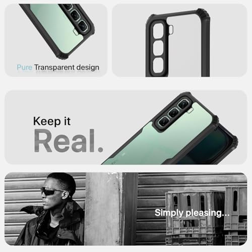 Image of Pikkme Crystal Clear Transparent Back Cover | Ultra Hyrbid | Full Camera Protection | Raised Edge | Bumper Case for Infinix Hot 50 (Black)