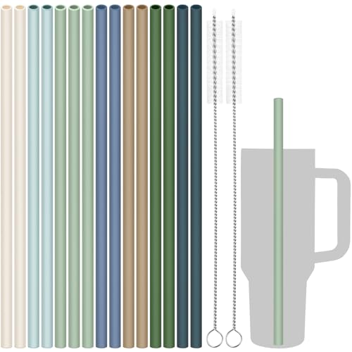Tomorotec 15PCS Silicone Drinking Straws Fit for Stanley 40oz 30oz Tumbler