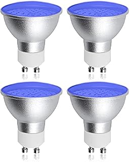 DoRight GU10 Blue LED Spotlight Bulbs 5W - 220V Blue LED MR16 GU10 LED Coloured Light Bulb 50W GU10 Halogen Spot Light Equivalent for Landscape, Display Lighting, Recessed Cans Decoration (4-Pack)