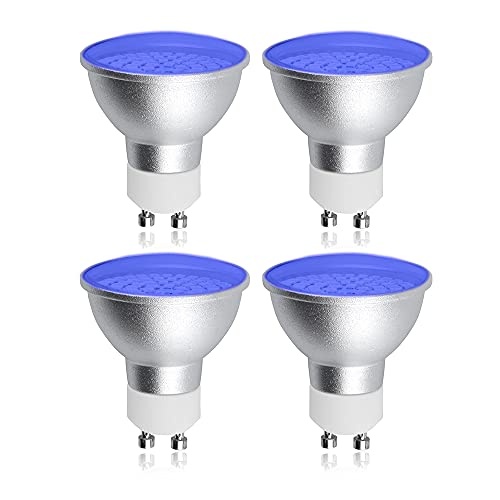 DoRight Blue LED Spotlight Bulbs - 5W GU10 Blue Light Bulb, 220V, MR16 Coloured LED Bulb 50W Equivalent for Landscape & Display Lighting (4-Pack)