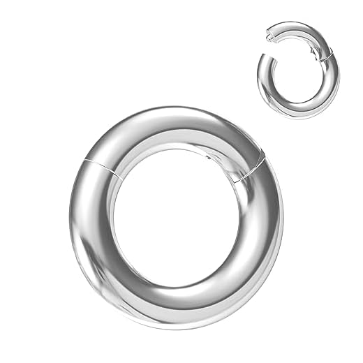 NewkeepsR 6G 10mm(3/8') Large Gauge 316L Surgical Steel Septum Hinged Clicker Segment Orbital Conch Rings