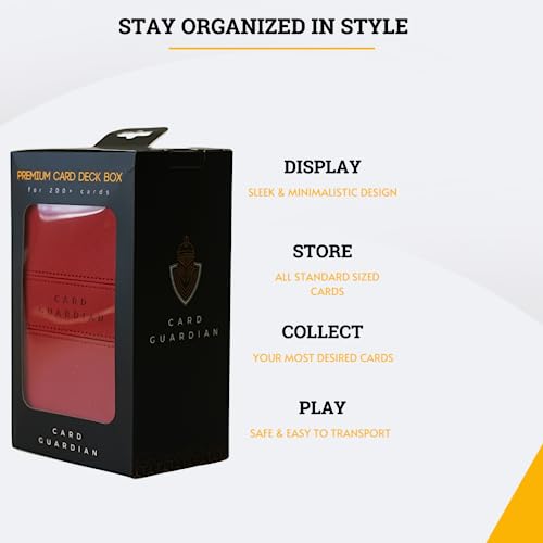 Card Guardian - Premium Double Deck Box (Red) for 200+ cards Trading Card Games TCG Perfect for Magic the gathering (MTG), Commander Deck, Yugioh Deck Box, Sports Card Storage Boxes