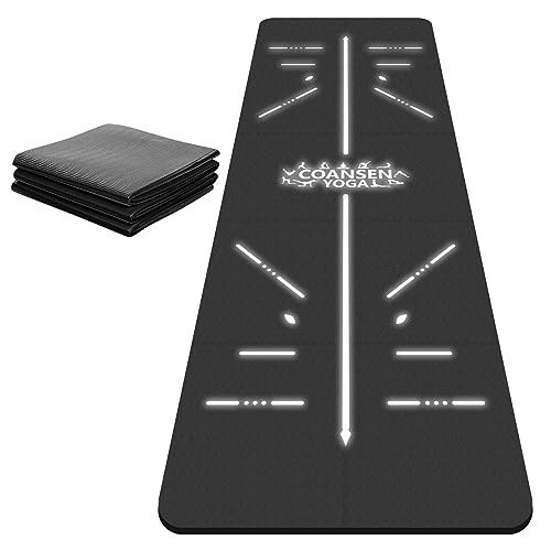 COANSEN Yogamatte,Gymnastikmatte Faltbar 183x61x0.6cm rutschfest aus TPE,für Zuhause oder Outdoor-Fitnessmatte,Trainingsmatte,Turnmatte(Schwarz)