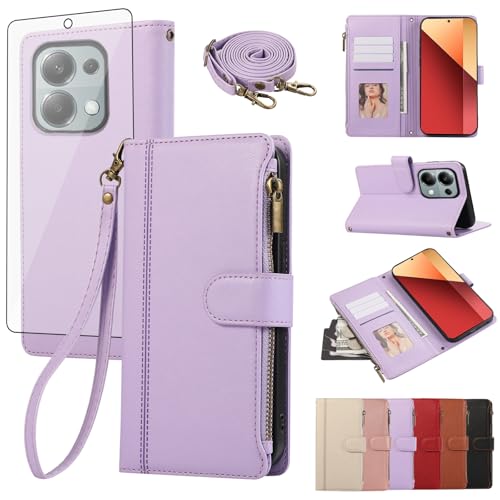 Étui Xiaomi Redmi Note 13 Pro 5G pliable en cuir violet avec film écran