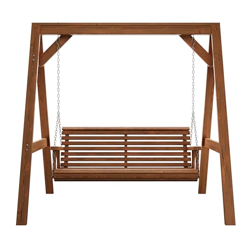 Amish Casual 6ft Oak Roll Back Swing with A-Frame Stand