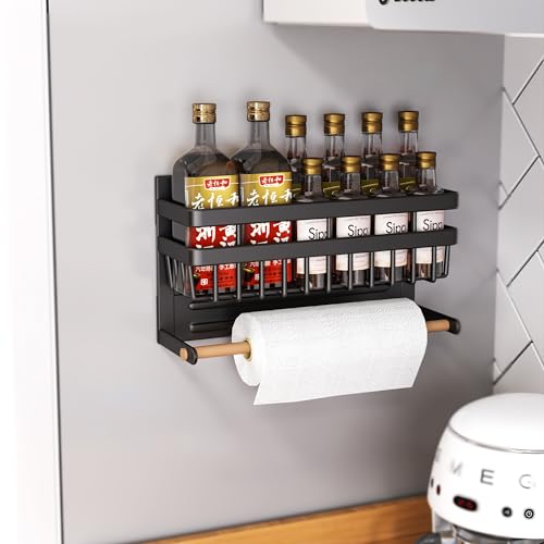 Sleclean Magnetic Spice Rack for Refrigerator Magnetic Paper Towel Holder