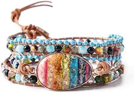 YGLINE 7 Chakra Healing Bracelet-Natural Gemstone Bracelet-Meditation Energy Spiritual Protection Bracelet-Mental Health Balance Bracelet