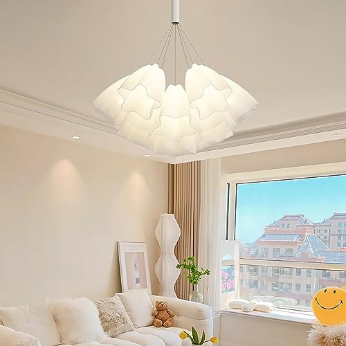 Éclairage LED chic et moderne à suspension fleurie dorée pour salon - 3