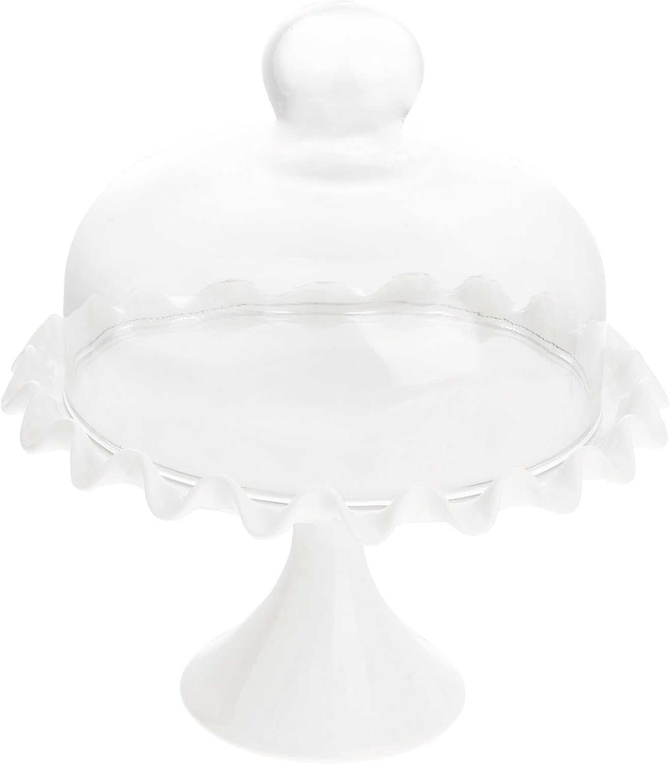 Glass Cake Cover with Cake Plate Lid Set, Lead-free Food Preservation Dome, Dustproof Dessert Tray Cover for Kitchen Party and Baking Display