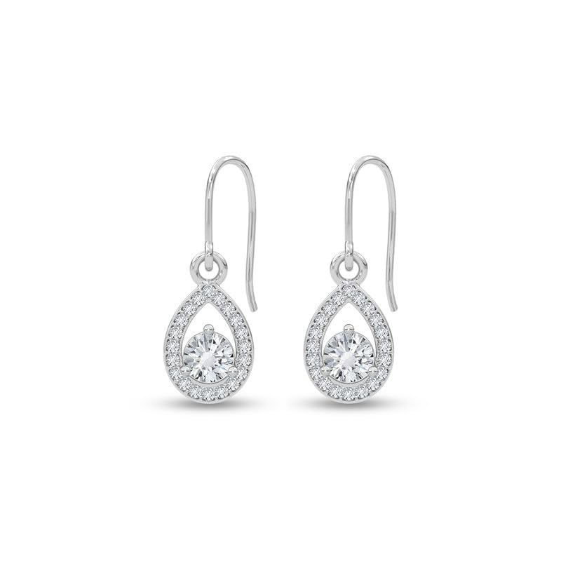 Image of CLARA 925 Sterling Silver Drop Earrings | Platinum Plated | Daily Wear |Gift for Women and Girls