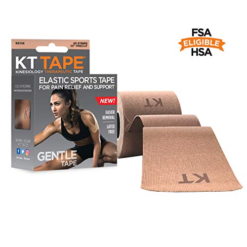 KT Tape Kinesiology Therapeutic Sports Tape, Gentle Adhesive for Sensitive Skin, 20 Precut