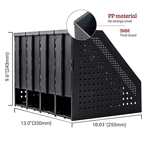 Marte Vanci Collapsible Magazine File Holder with 4 Compartment, Desktop Binder Rack, Adjustable Sturdy File Dividers Document Rack Display (Black) - Image 4