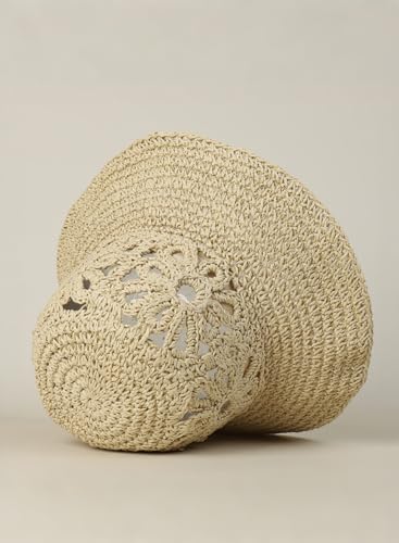 Sombrero de paja tejido a mano para mujer, estilo bucket miniatura 5