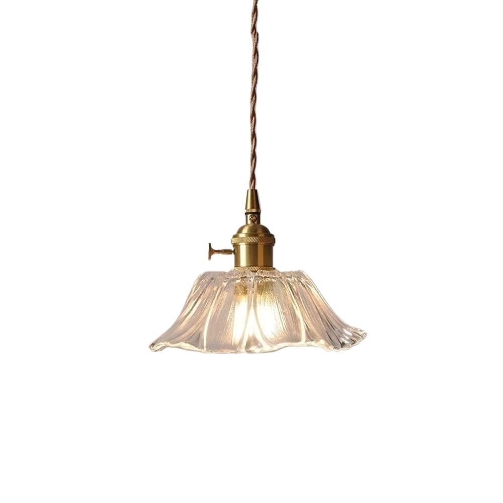 Lustre suspension en verre fleur vintage culot E27 luminaire de plafond pour salon