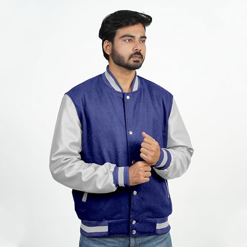 Image of Men's Fashion Varsity Jacket Causal Slim Fit Wool Letterman Baseball Bomber Jackets