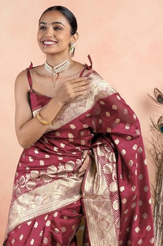 Image of Subham Women Saree Chandrakor Paithani Silk Cotton | Soft Daily Wear Golden Zari Sari with Unstitched Blouse