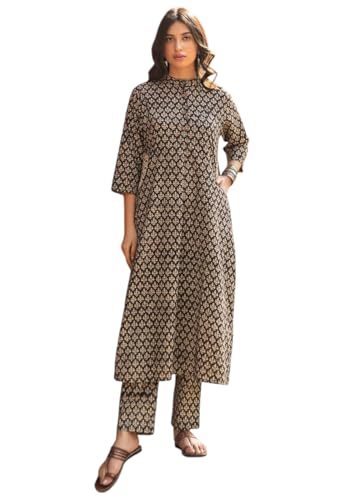 Kurta avec pantalon chic ensemble floral en viscose beige S pour vos après-midi d'été