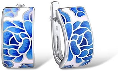 Santuzza 925 Sterling Silver Enamel Pattern Dangle Earrings