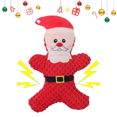 Weihnachtliches Hundespielzeug aus Plüsch | Niedliches Quietschendes Hundespielzeug – Gehirnstimulierendes Kauspielzeug – Niedliches Plüsch-Hundespielzeug mit Weihnachtsmotiv – interaktives