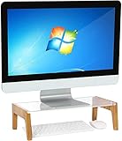 X-cosrack Monitor stand riser - monitor stand monitor riser Computer Stand for Laptop Desktop Printer (Acrylic+Bamboo)
