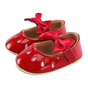 LACOFIA Baby Girls Anti-Slip First Walking Shoes Infant Bowknot Mary Jane Princess Party Shoes Prewalkers