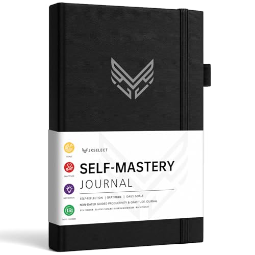 JXSELECT Self-Mastery Journal for Men and Women - Gratitude Journal - Self Care Journal for Happiness, Mindfulness, Positivity & Reflection - The Kaizen Journal with Pen Holder and Back Pocket