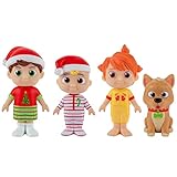 CoComelon Christmas Articulated Figure Set Toy, 4 Pieces - Includes 4' Holiday JJ, Tomtom, YoYo, & Bingo - Officially Licensed - Gift for Kids, Boys & Girls, Toddlers & Preschoolers - Set of 4