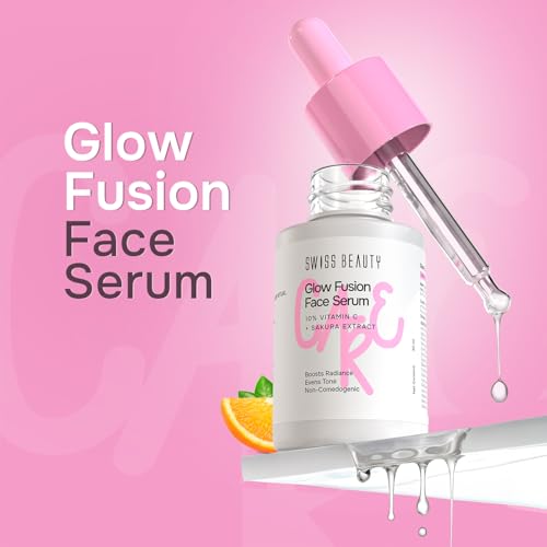 Image of Swiss Beauty Care Glow Fusion Face Serum | Bright & Glowy | 10% Vitamin C & Sakura Extract | Non-Sticky | 30ml