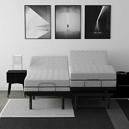 Blissful Nights E3 Split King Adjustable Bed Base Frame With 14" Soft Gel Infused Memory Foam Mattress #TOP1