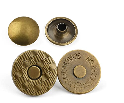 MAHAVIMOKSA 20Sets 18mm Thin Style Magnetic Button Snaps Double Rivet Closures Round Clasp Stud Button for DIY Craft Sewing Bag Purse Leather Clothing Scrapbooking (Antique Bronze)