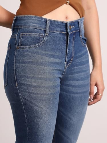 Image of Urbano Fashion Women's Mid Rise Bootcut Washed Jeans Stretchable