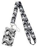 Skulls Lanyard for ID Badge Holder, Sketch Goth Cool Keychain Lanyard for Keys Name Tag for Office Staff Teachers Employees