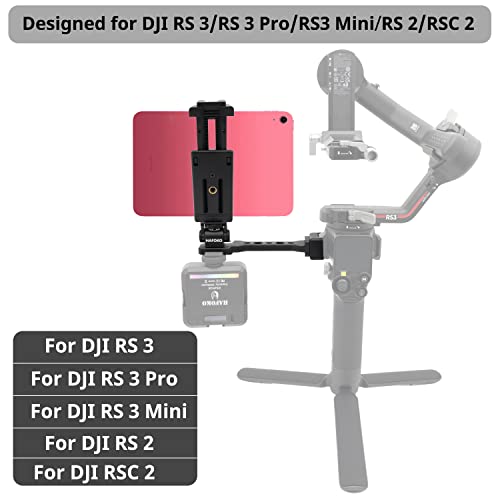 HAFOKO RS5 Phone Holder RS4 Monitor Mount Extension Handle w Tablet Mount Big Phone Adapter for Mic Light Compatible for DJI RS5/RS4/RS4 PRO/Ronin S3/RS3 PRO/RS3 Mini/Ronin RS2/RSC2 Gimbal Stabilizer - Image 2