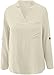 Womens Tops 3/4 Length Sleeve Pullover Cotton Linen V Neck Button Down Blouse Loose Fit Casual Everyday Wear Shirt (Beige,Small)