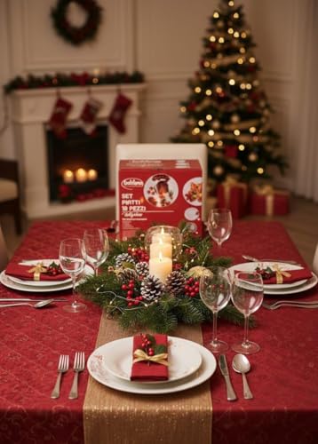 Servizio Piatti Natale 18 Pezzi in Ceramica Made in Italy – Set da Tavola Natalizio per 6 Persone, Decorazioni Natalizie Eleganti, Idea Regalo per le Feste (Disegno 2)