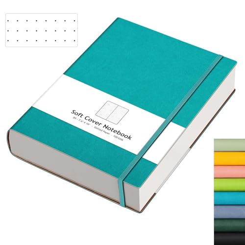 Grand journal intime cyan à pois | Carnet B5 souple pour vos croquis