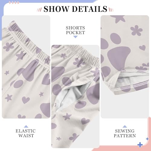 Boys' Pants Purple Paw Hearts Stars Long Bottoms Jogger Pants Elastic Waist Trousers with Pockets S-XL4