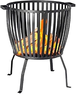 Harbour Housewares 53cm Diameter Cast Iron Fire Pit Brazier Basket Outdoor Garden Patio Heater Camping Bowl for Wood, Charcoal
