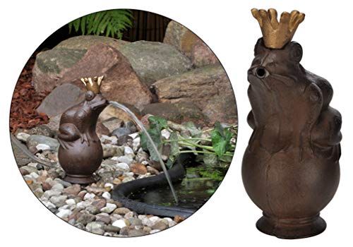 Unbekannt HI Froschkönig Wasserbrunnen Metall Figur Skulptur Teich Pool Garten